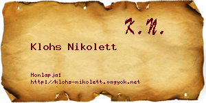 Klohs Nikolett névjegykártya